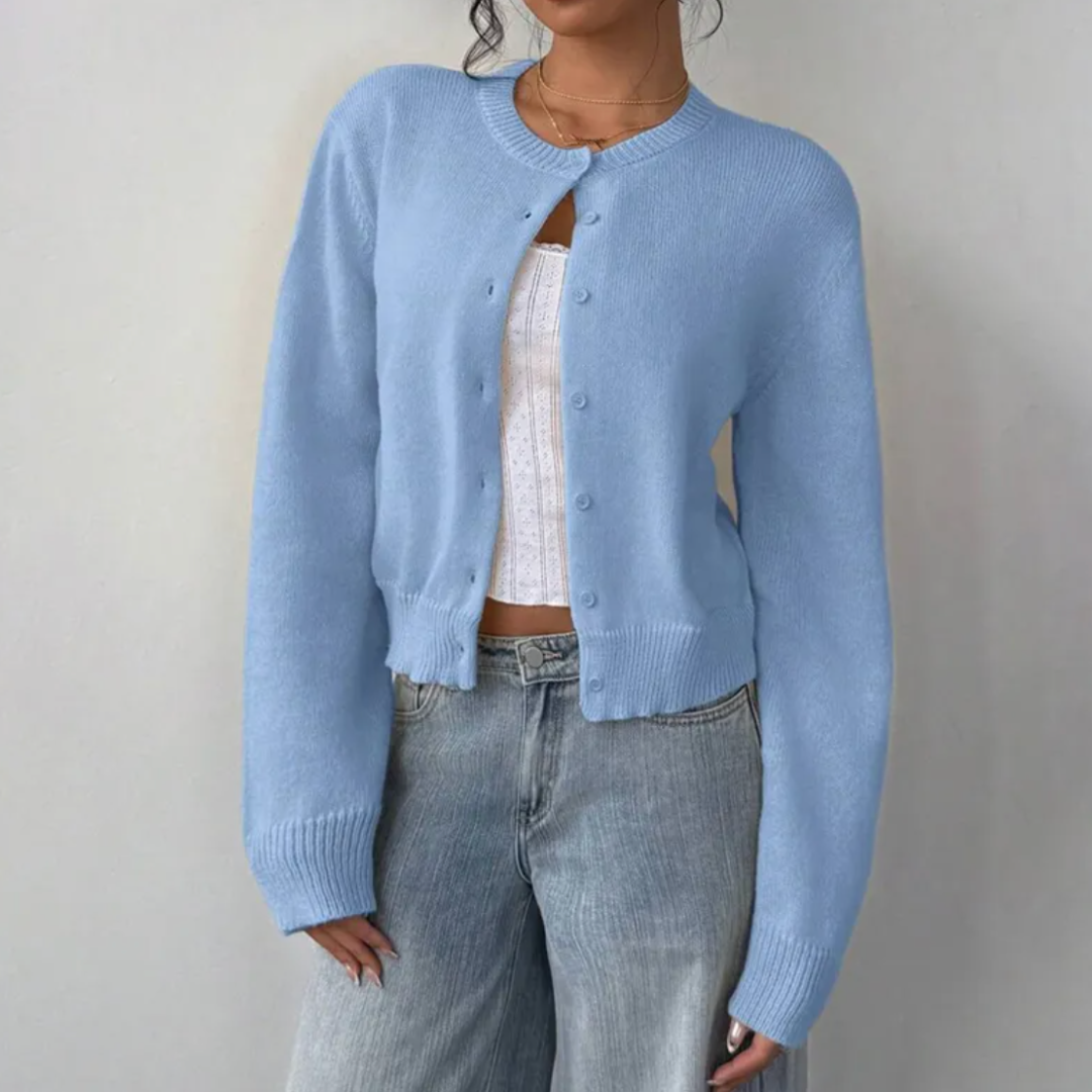Isabella - Women's Spring Cardigan with Collar and Buttons