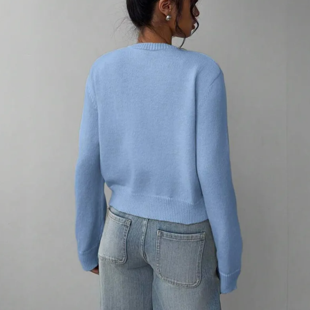 Isabella - Women's Spring Cardigan with Collar and Buttons