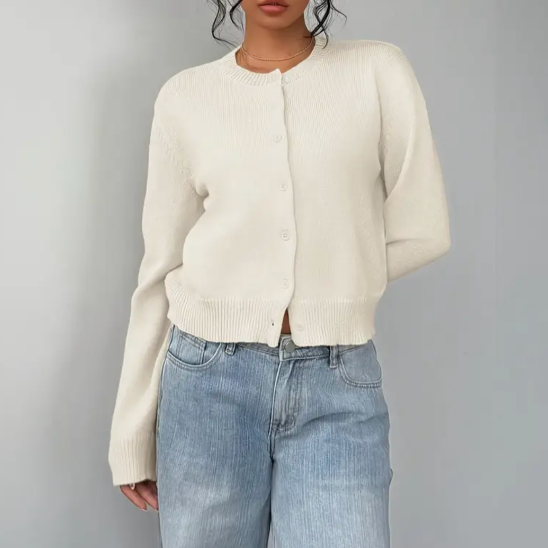 Isabella - Women's Spring Cardigan with Collar and Buttons
