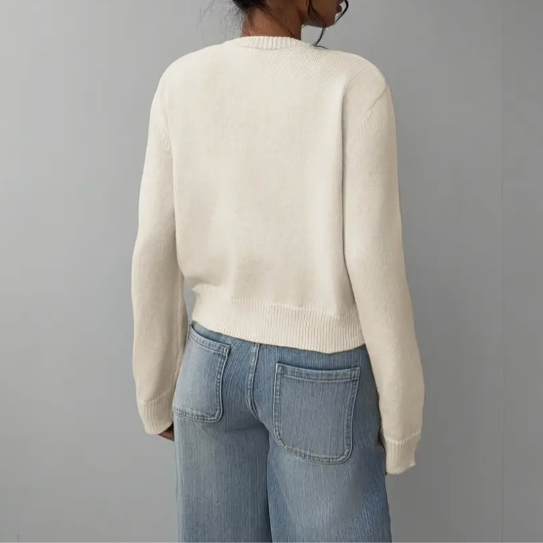 Isabella - Women's Spring Cardigan with Collar and Buttons