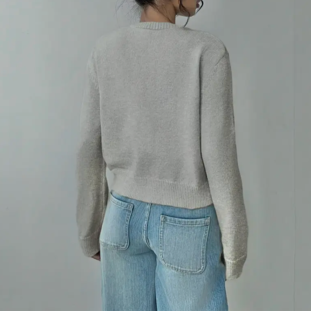 Isabella - Women's Spring Cardigan with Collar and Buttons