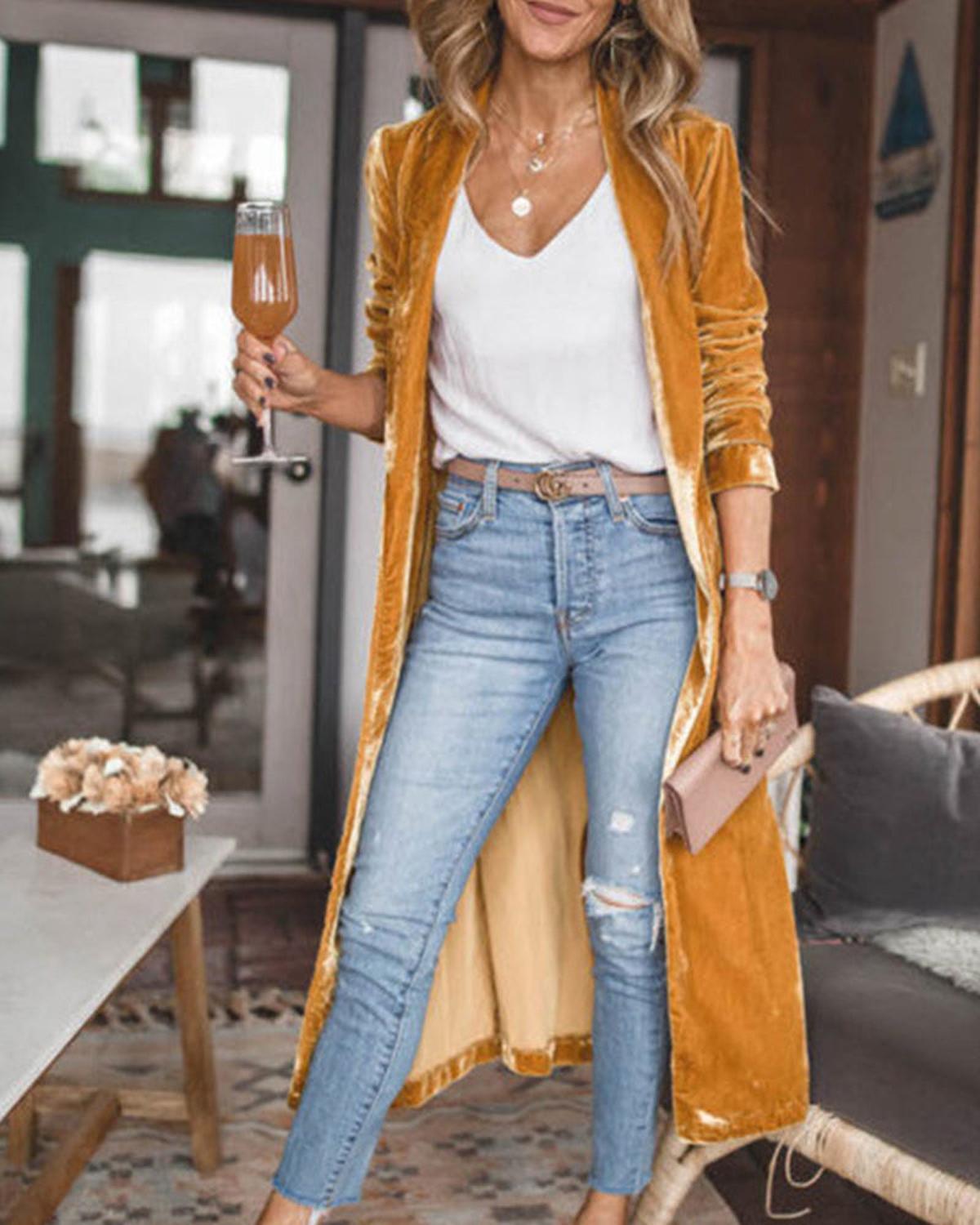 Lottie - Women's Long Sleeve Cardigan with offenem Front