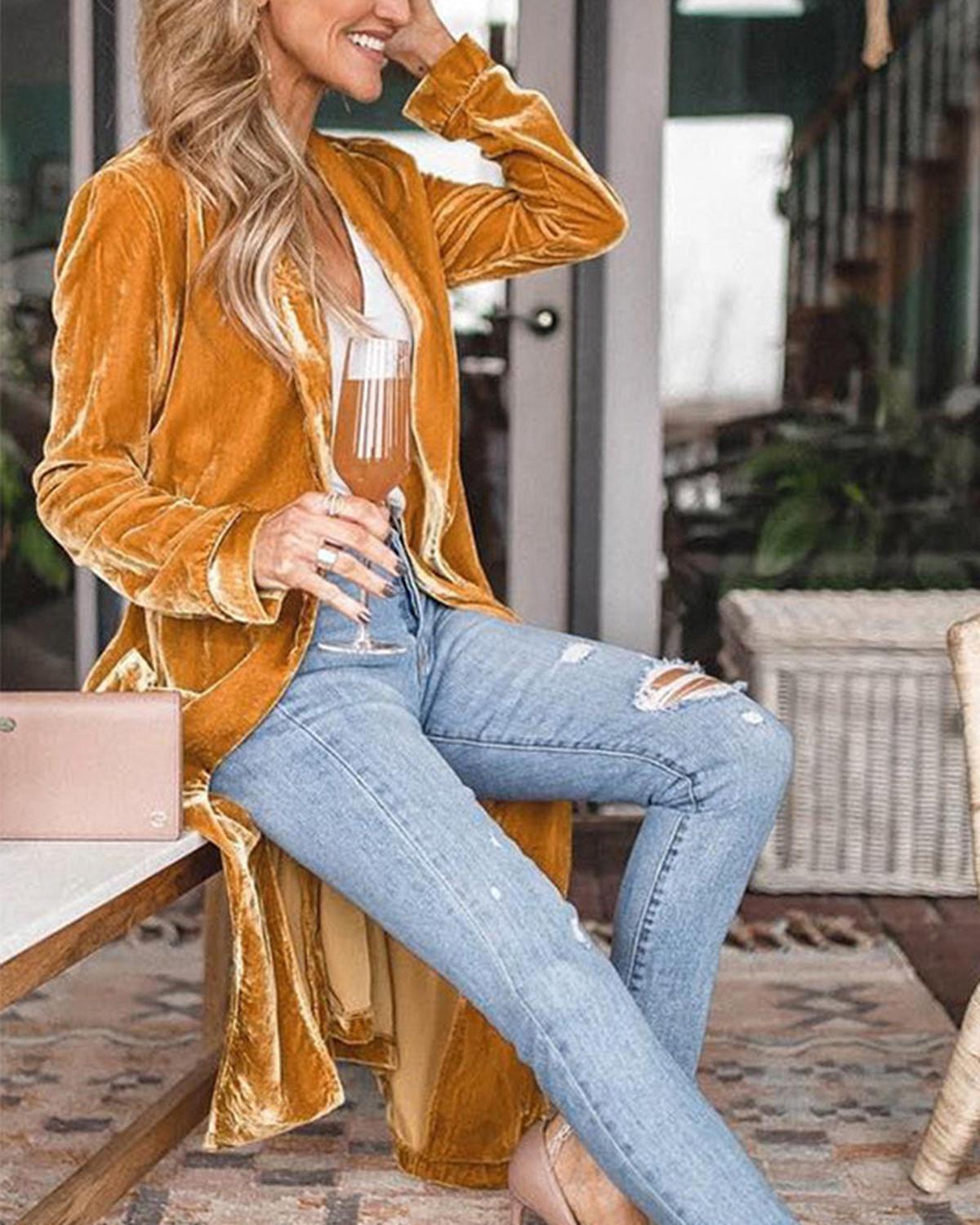 Lottie - Women's Long Sleeve Cardigan with offenem Front
