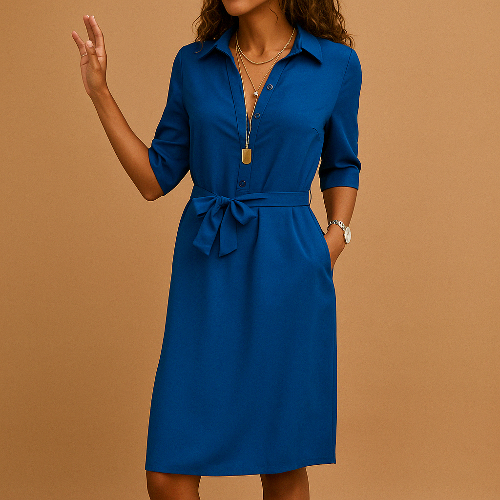 Natalie - Women's Spring Shirt Dress with Belt