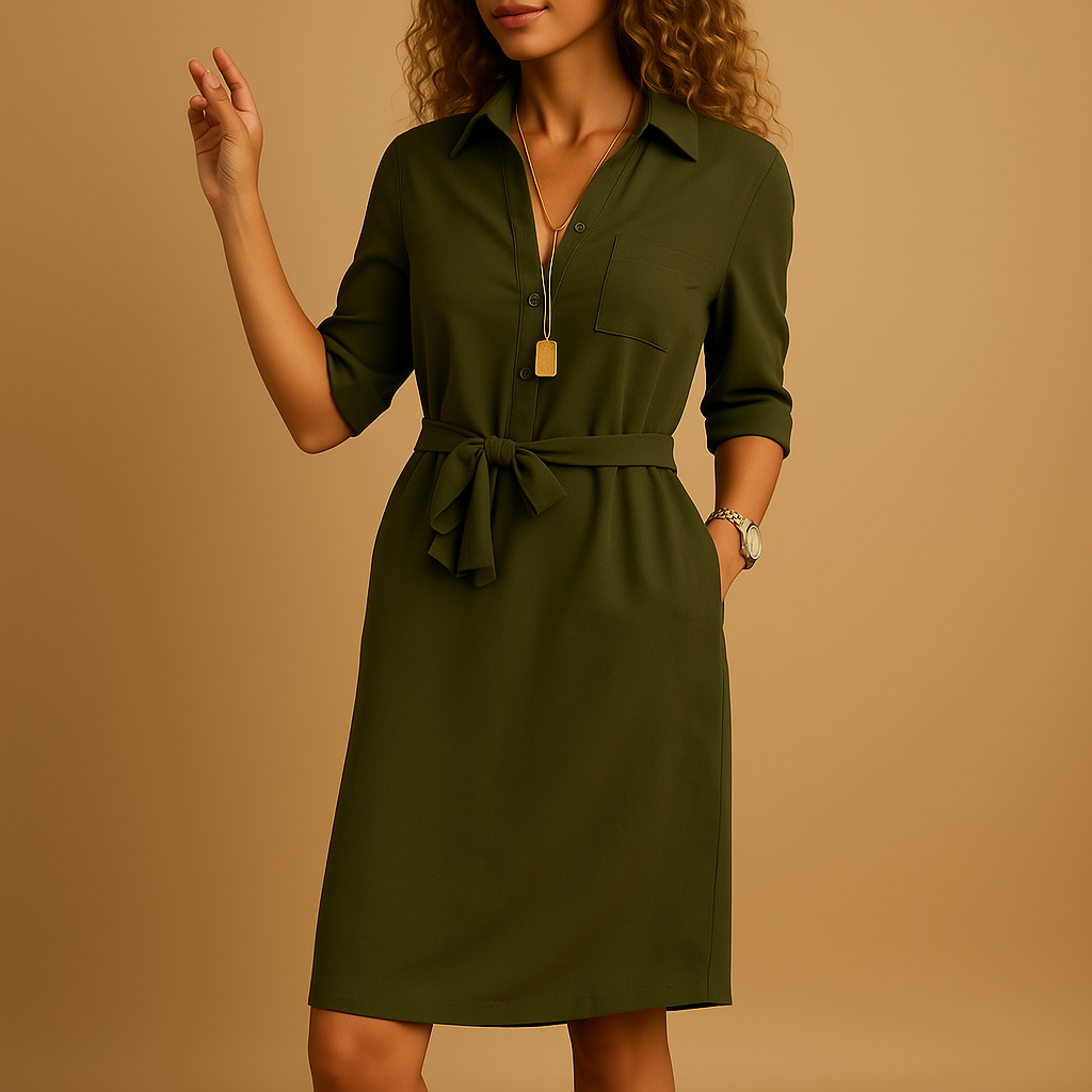 Natalie - Women's Spring Shirt Dress with Belt