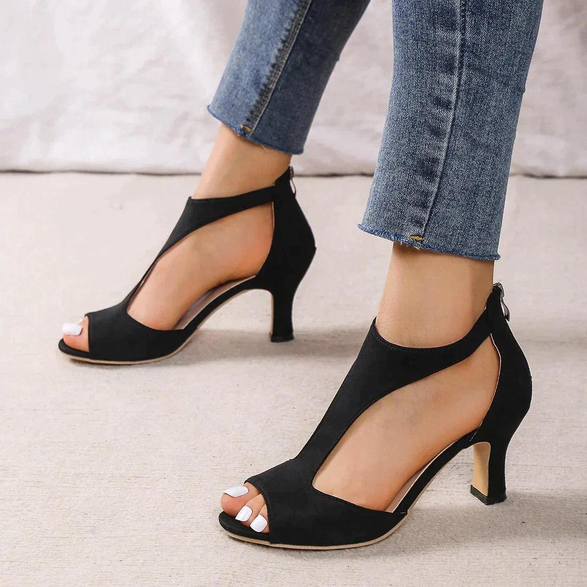 Sophia - Women's High Heels with offenem Zehenbereich and Zip hinten