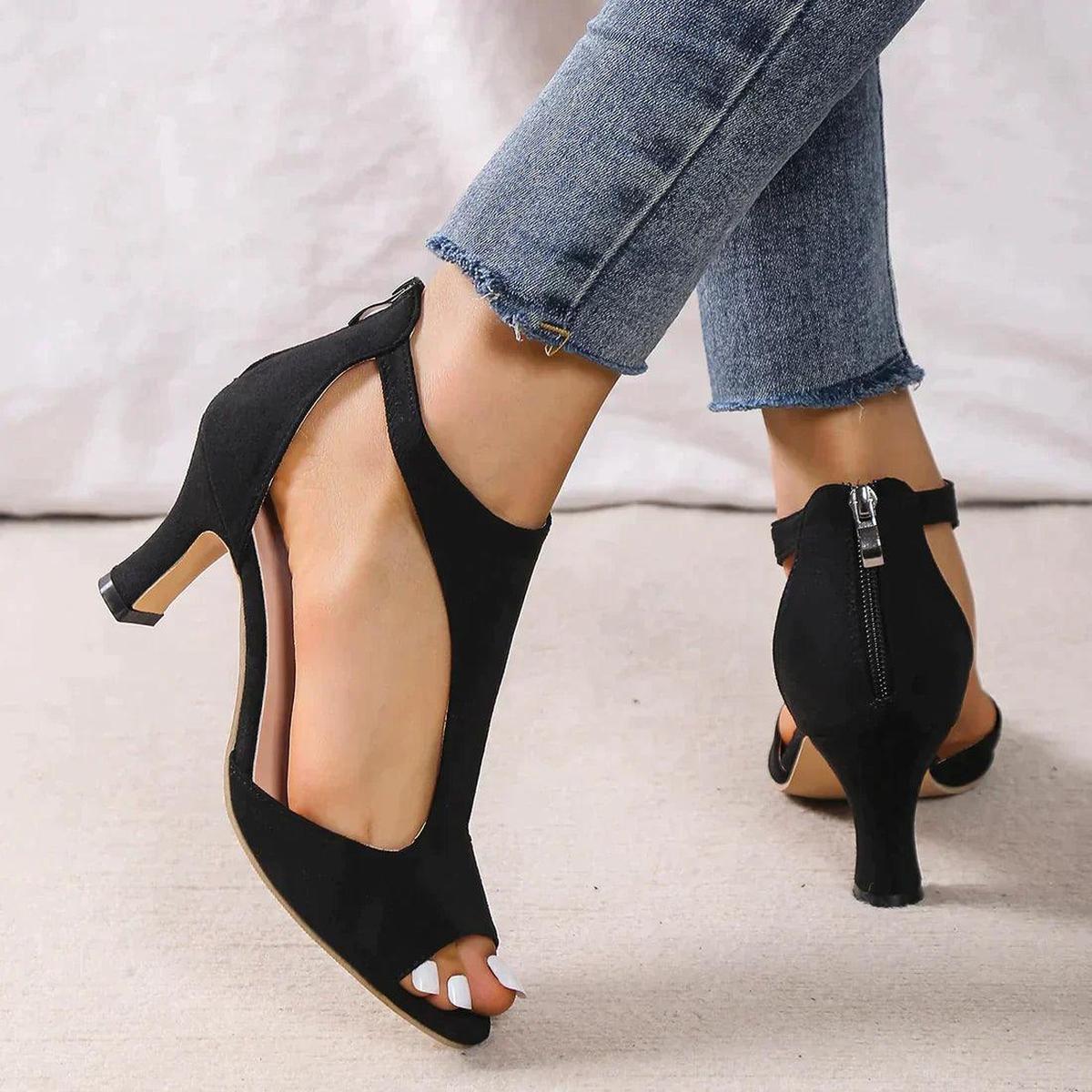 Sophia - Women's High Heels with offenem Zehenbereich and Zip hinten