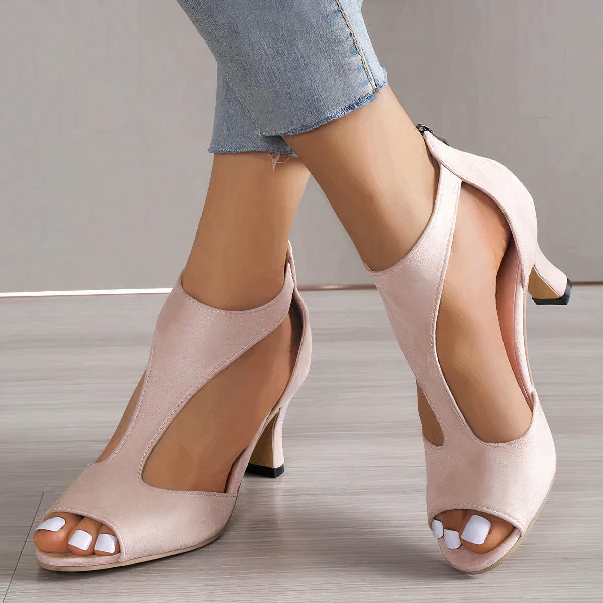 Sophia - Women's High Heels with offenem Zehenbereich and Zip hinten