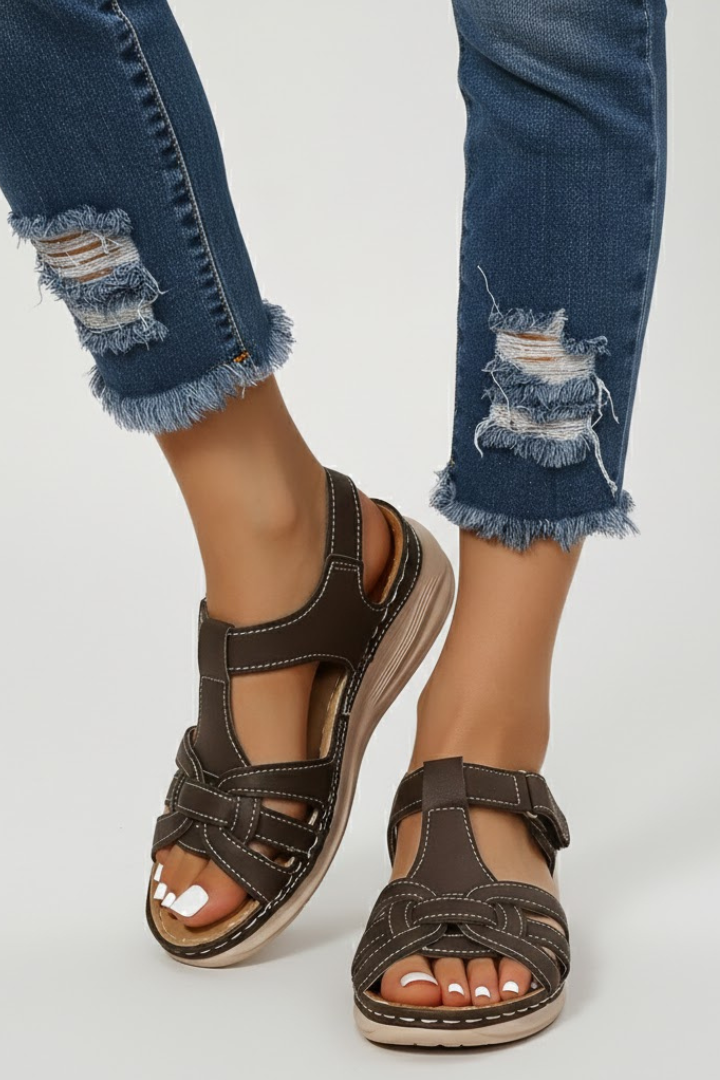 Eliza - Women's Retro-Riemchensandalen with Schnallenverschluss