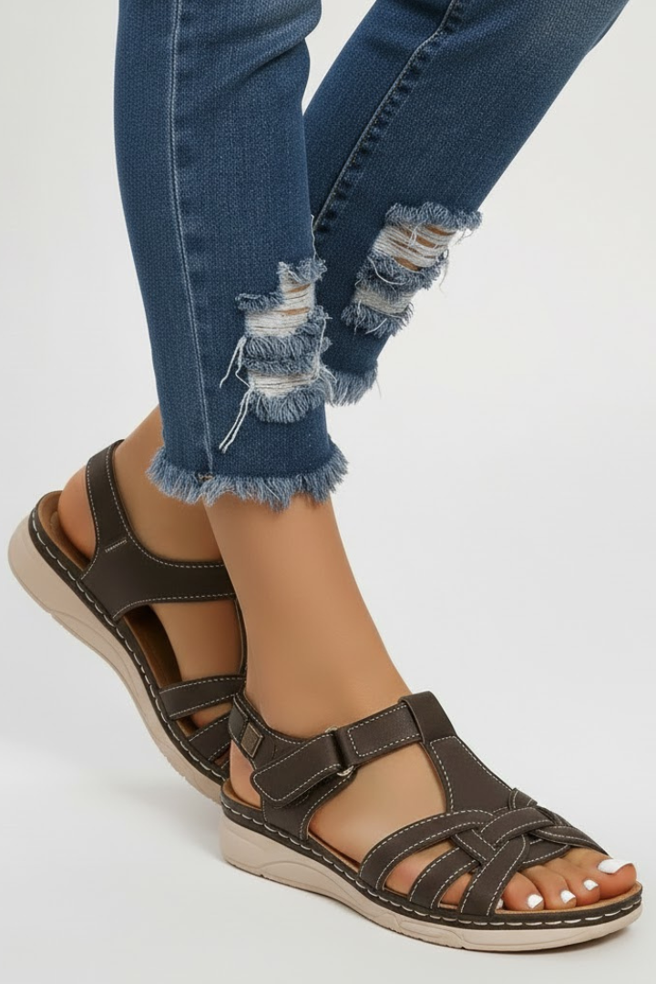 Eliza - Women's Retro-Riemchensandalen with Schnallenverschluss