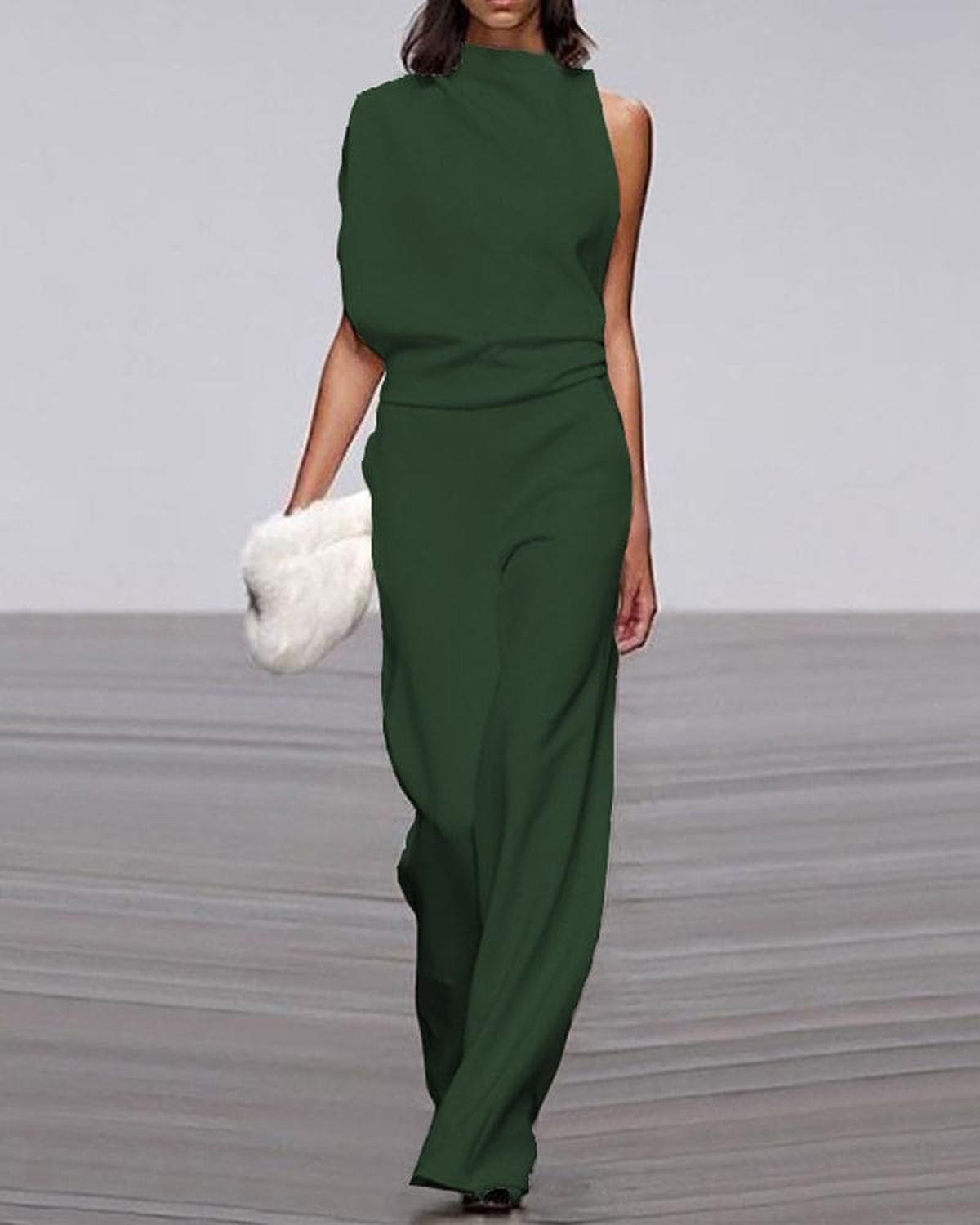 Jean - Women's a Schulter Jumpsuit with Weitem Bein