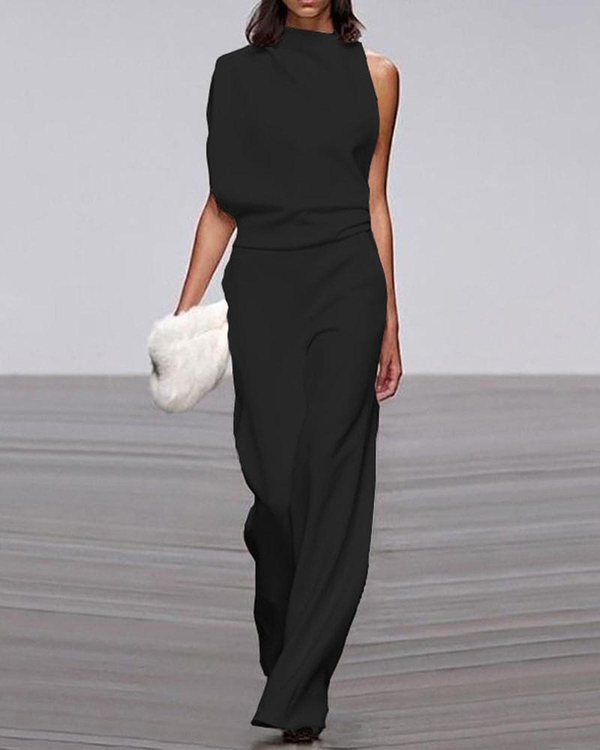 Jean - Women's a Schulter Jumpsuit with Weitem Bein