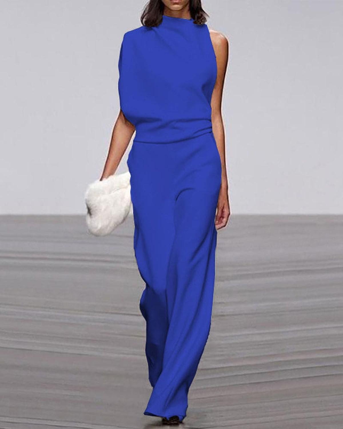 Jean - Women's a Schulter Jumpsuit with Weitem Bein