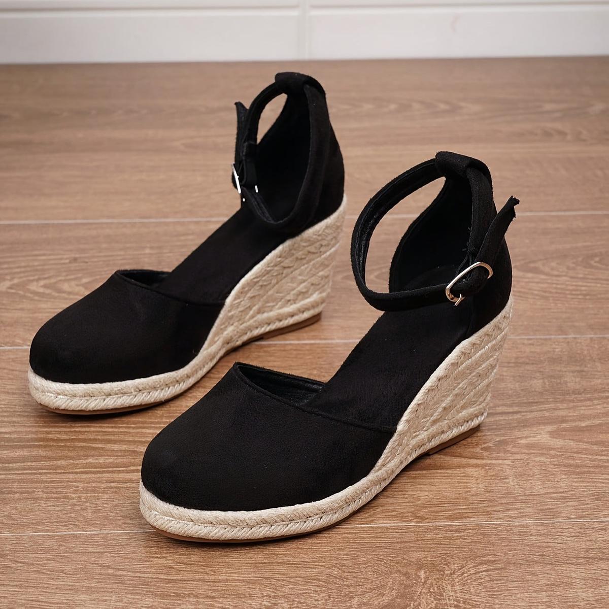 Lily - Women's Casual Wedge Sandals with Ankle Buckle
