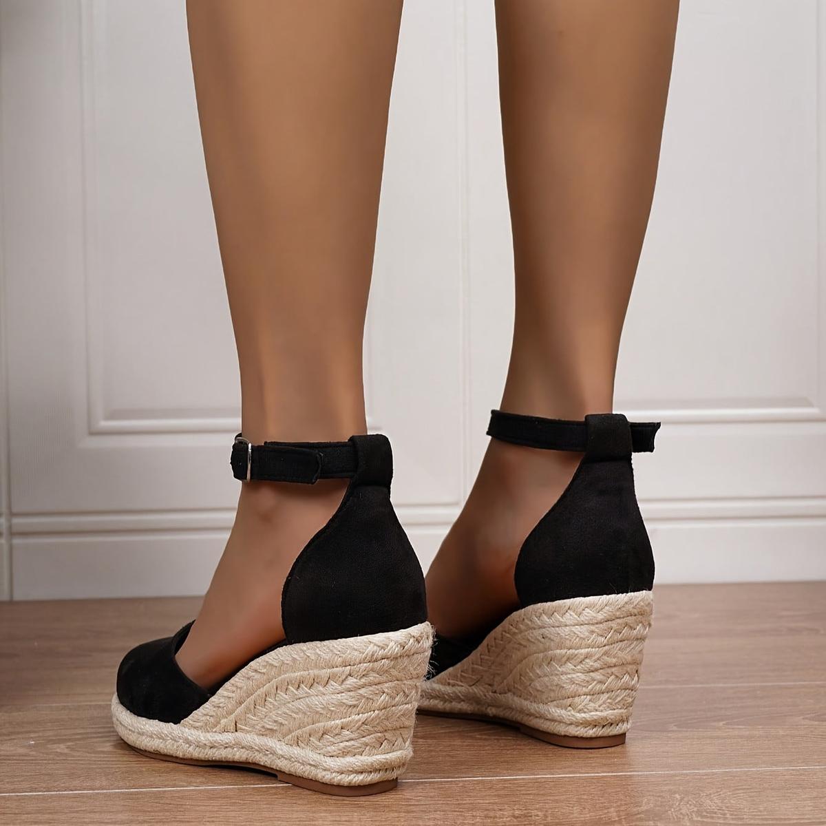 Lily - Women's Casual Wedge Sandals with Ankle Buckle