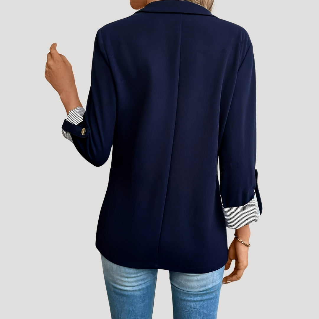 Vera - Women's Tailored Einreihiger Blazer with Hochgekrempelten Sleeves