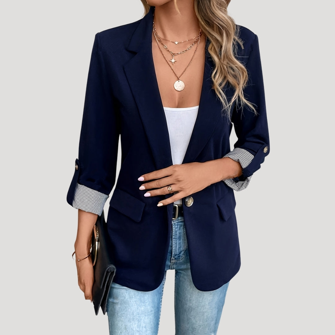 Vera - Women's Tailored Einreihiger Blazer with Hochgekrempelten Sleeves