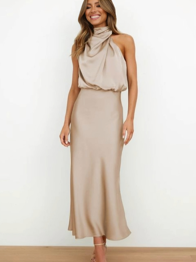 Ruby - Women's Chic Halterneck Evening Dress