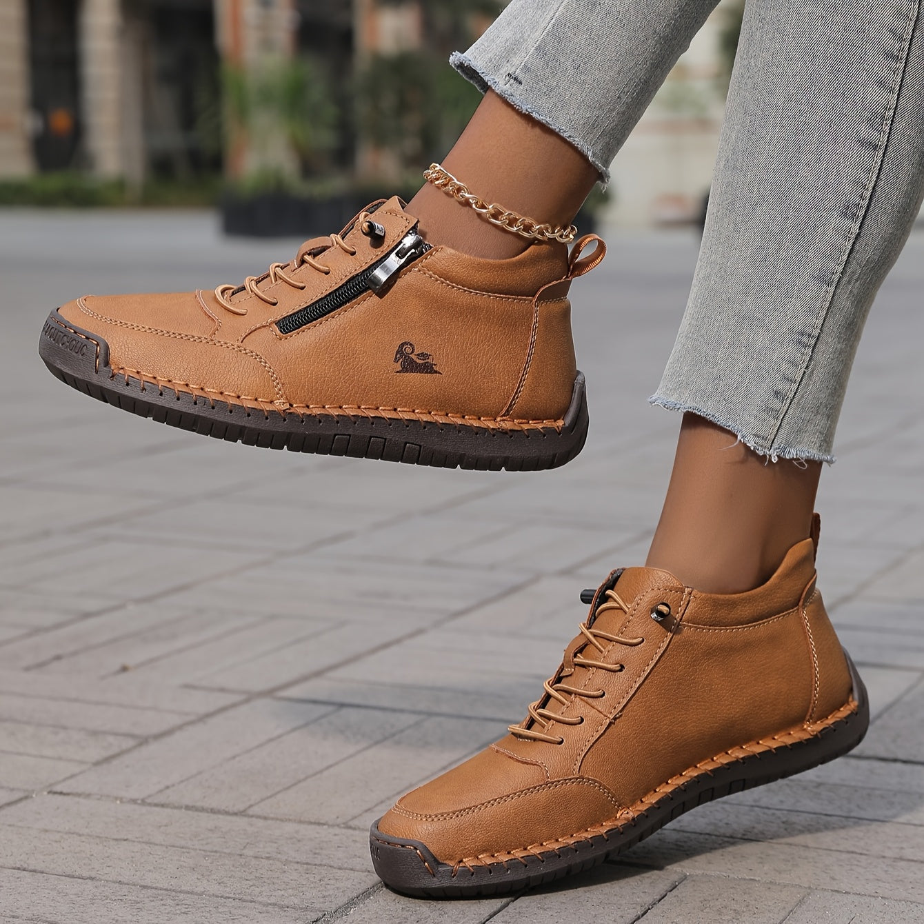 Isabella - Women's Comfortable Lace-Up Shoes with Zip