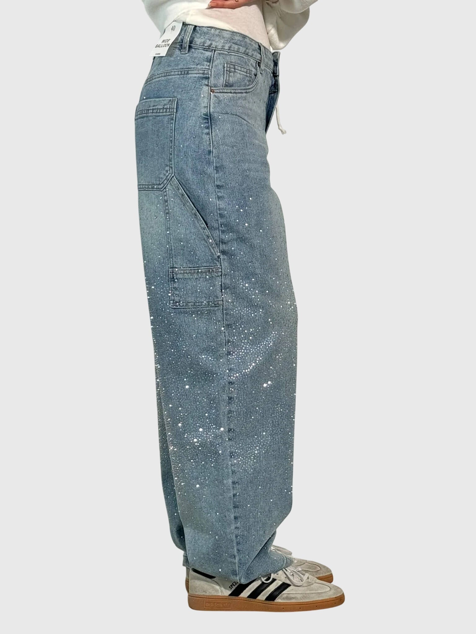 Beth - Women's Glittery Diamant Denim Trousers