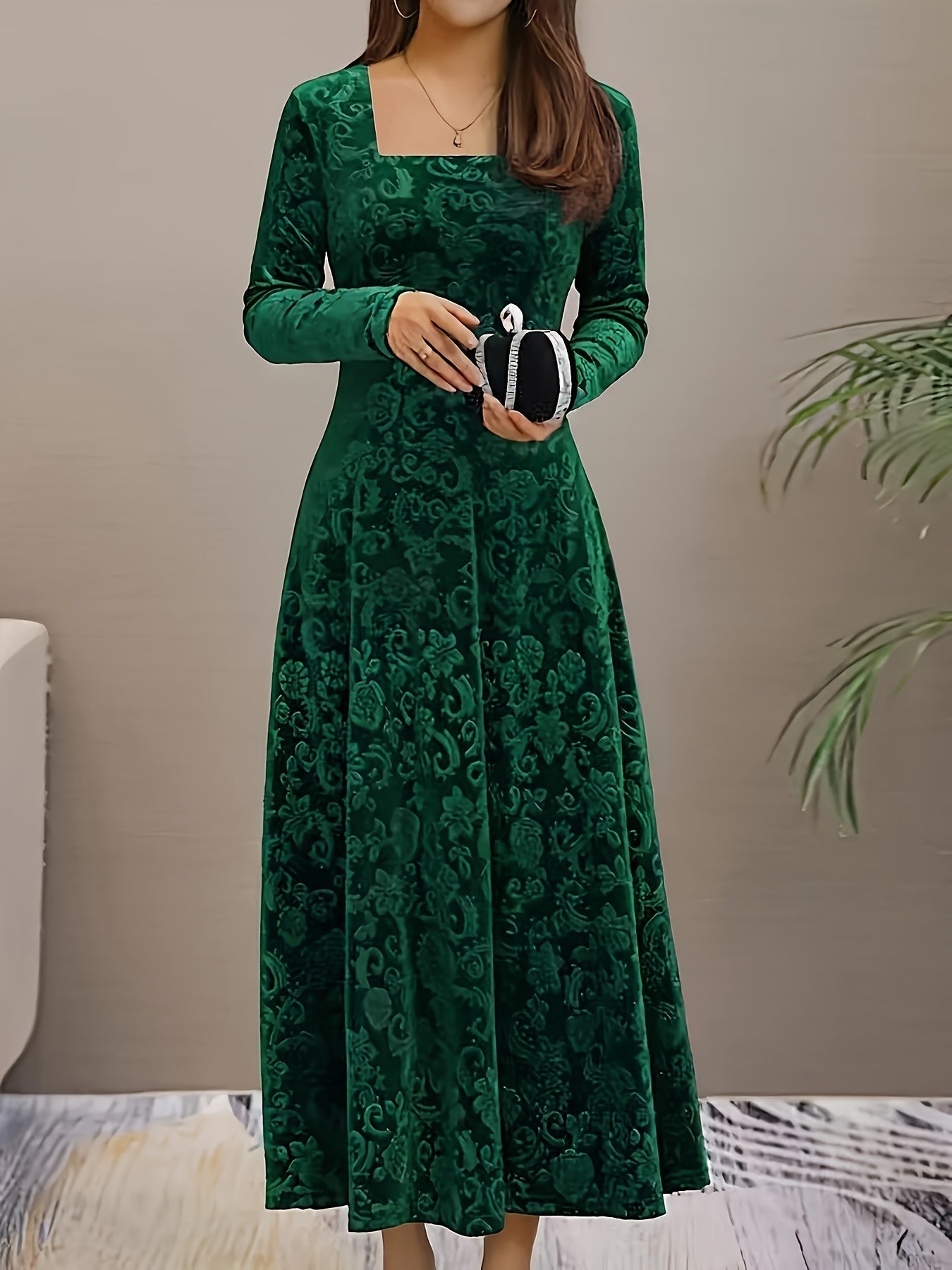 Helen - Women's florales Samt-Dress for formal Occasions