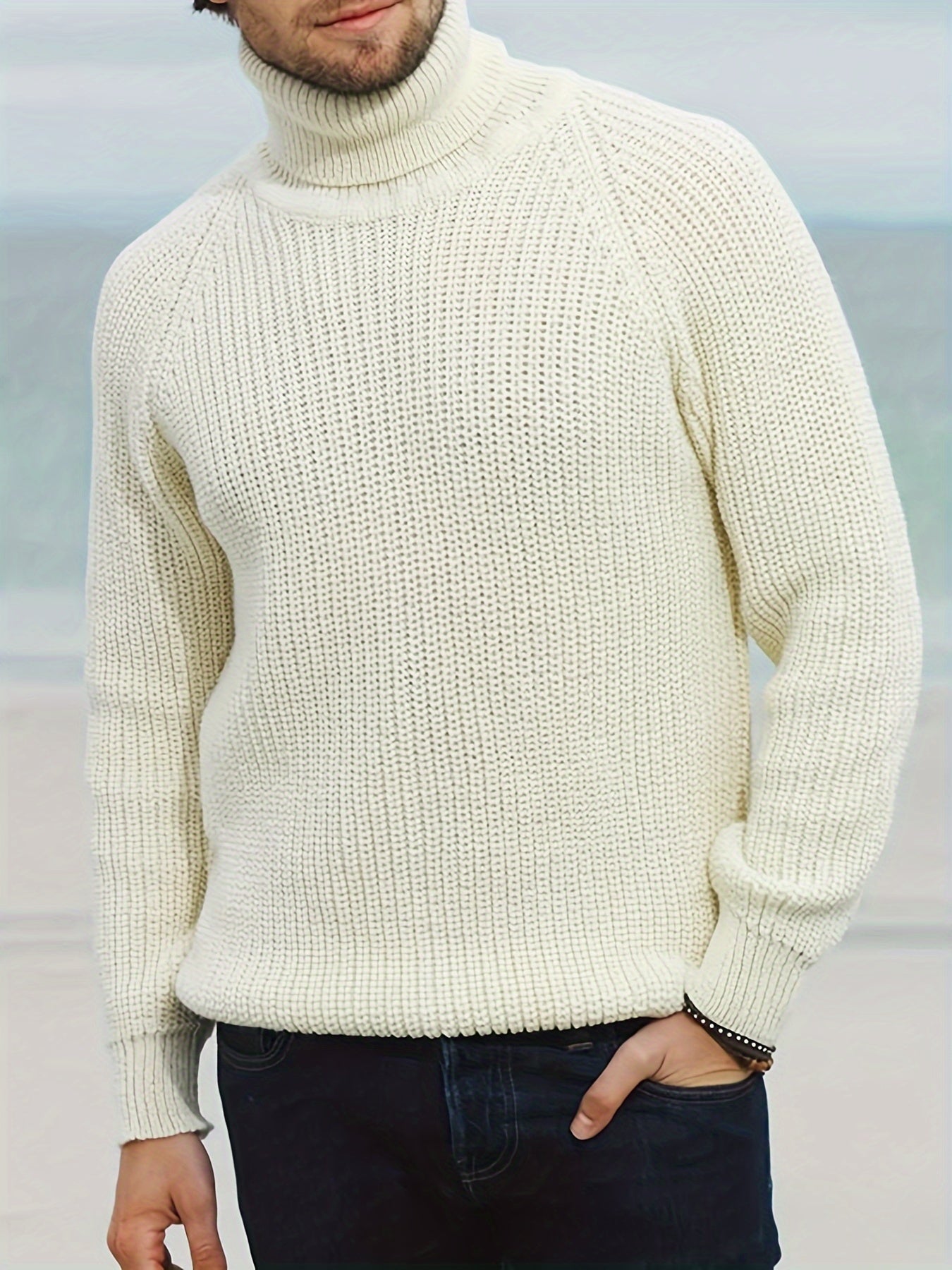 Oliver - Men's Warm Knit Sweater with Turtleneck for Spring