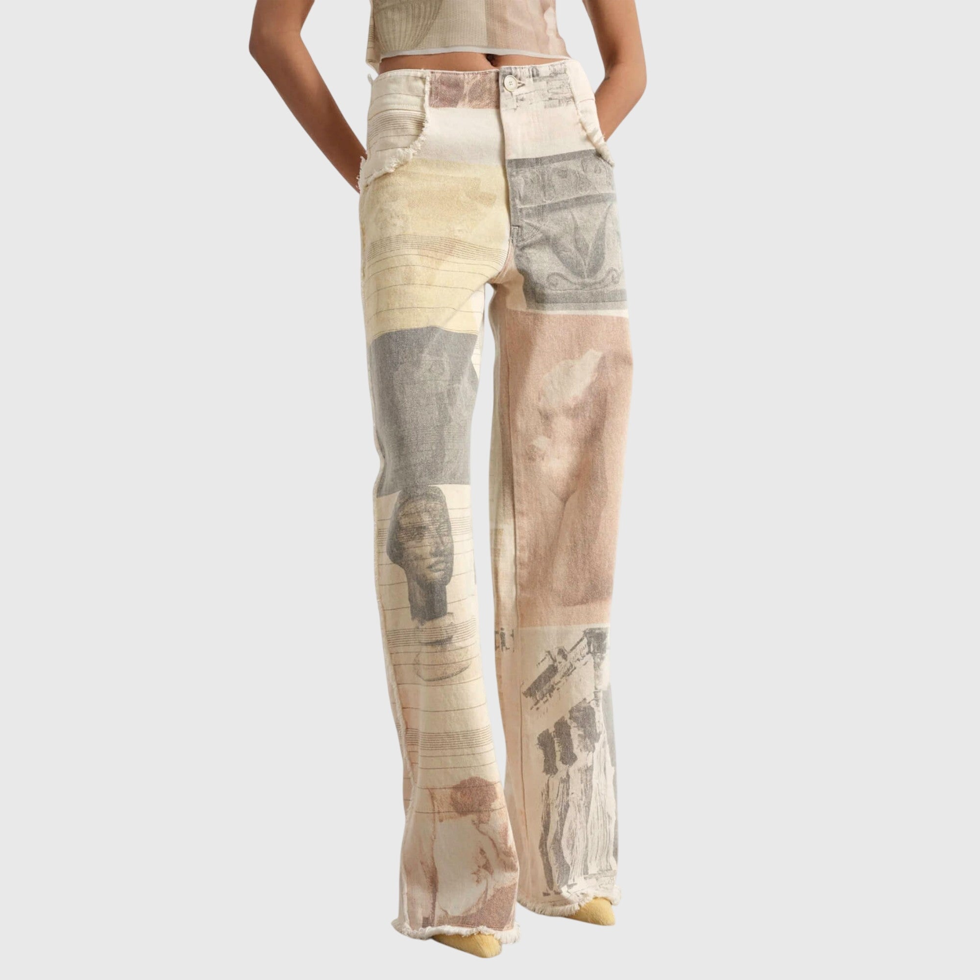 Irene - Women's Vintage-Jeans with High Waist and Print