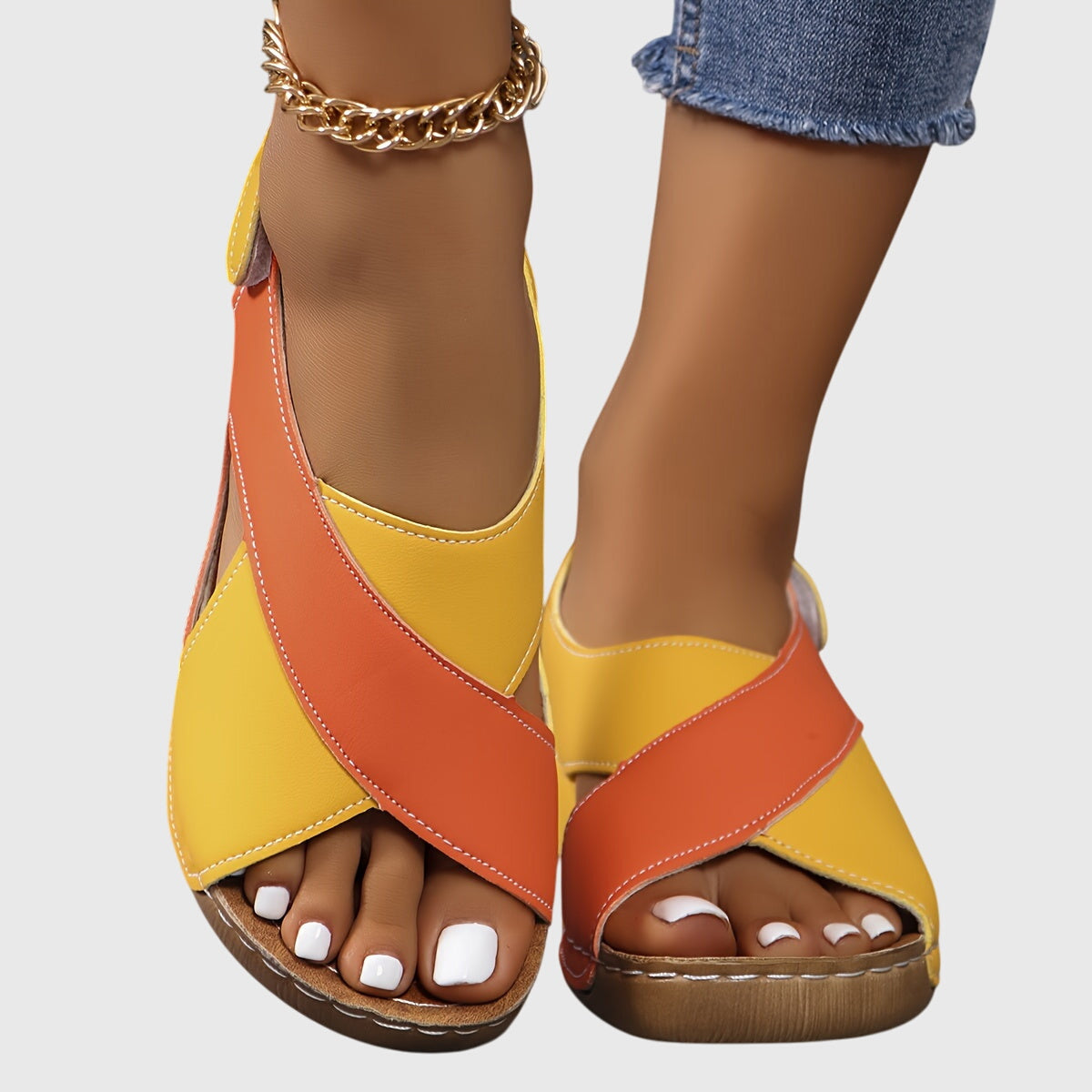 Millie - Women's Casual-Sandals in zweifarbigem Design with offenem Zehenbereich