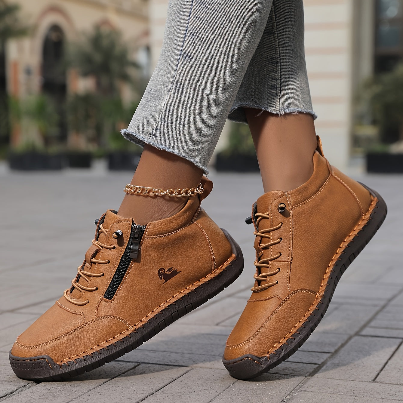 Isabella - Women's Comfortable Lace-Up Shoes with Zip
