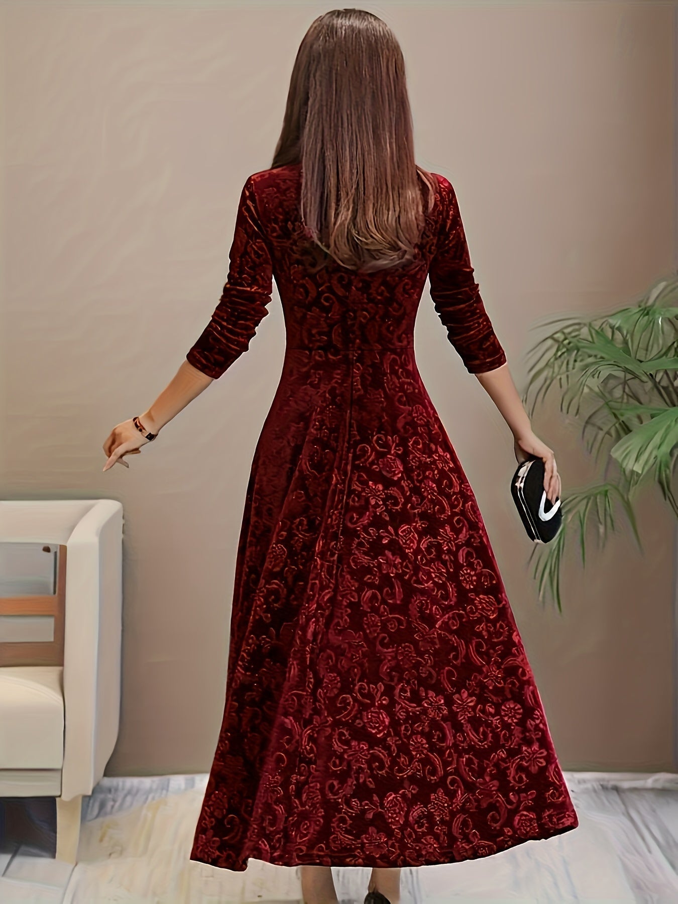 Helen - Women's florales Samt-Dress for formal Occasions