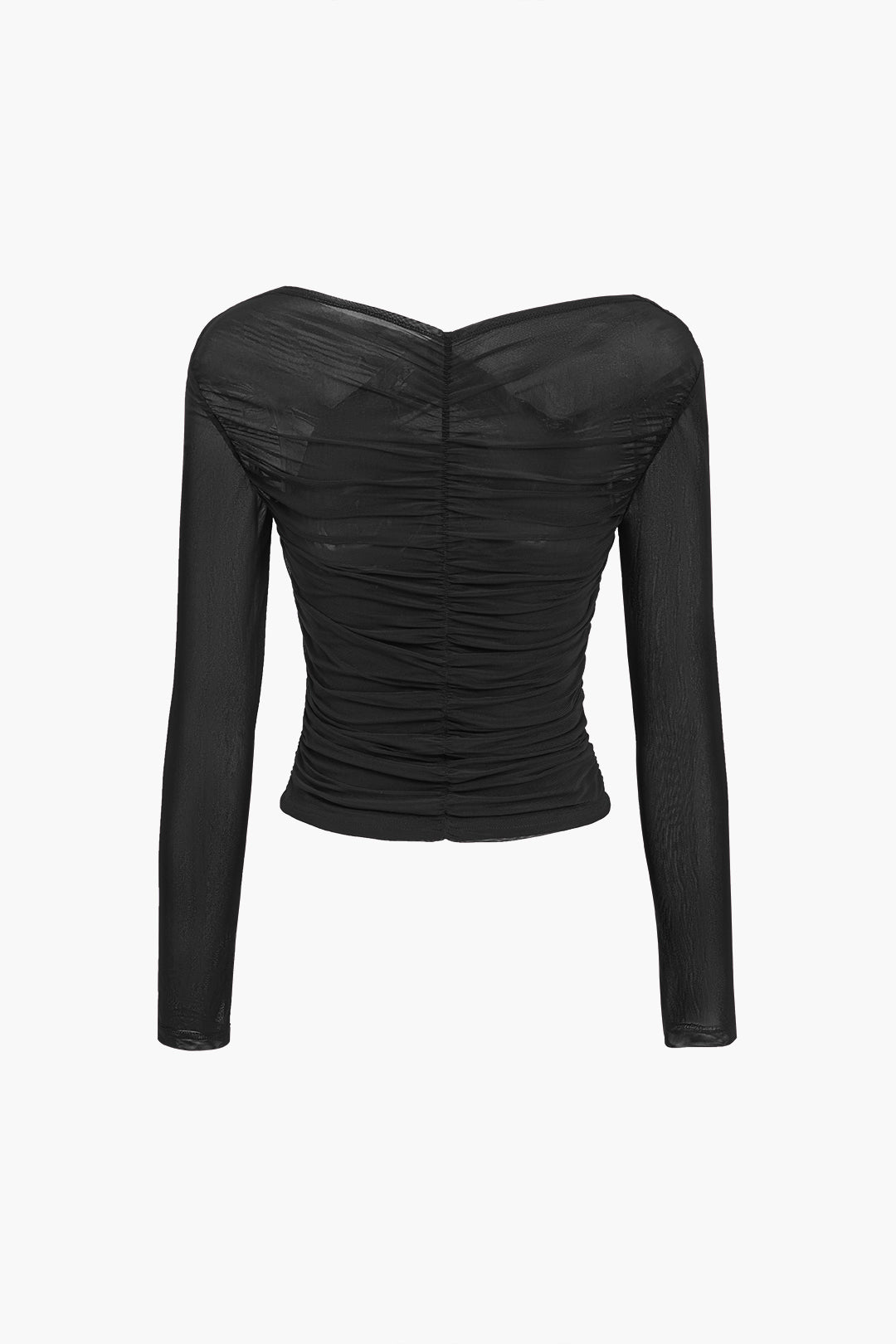 Yvonne - Women's Mesh-Top with Ruffle and langen Sleeves