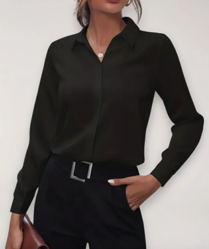 Valerie - Women's Tailored Blouse with Button Placket for Office Outfits