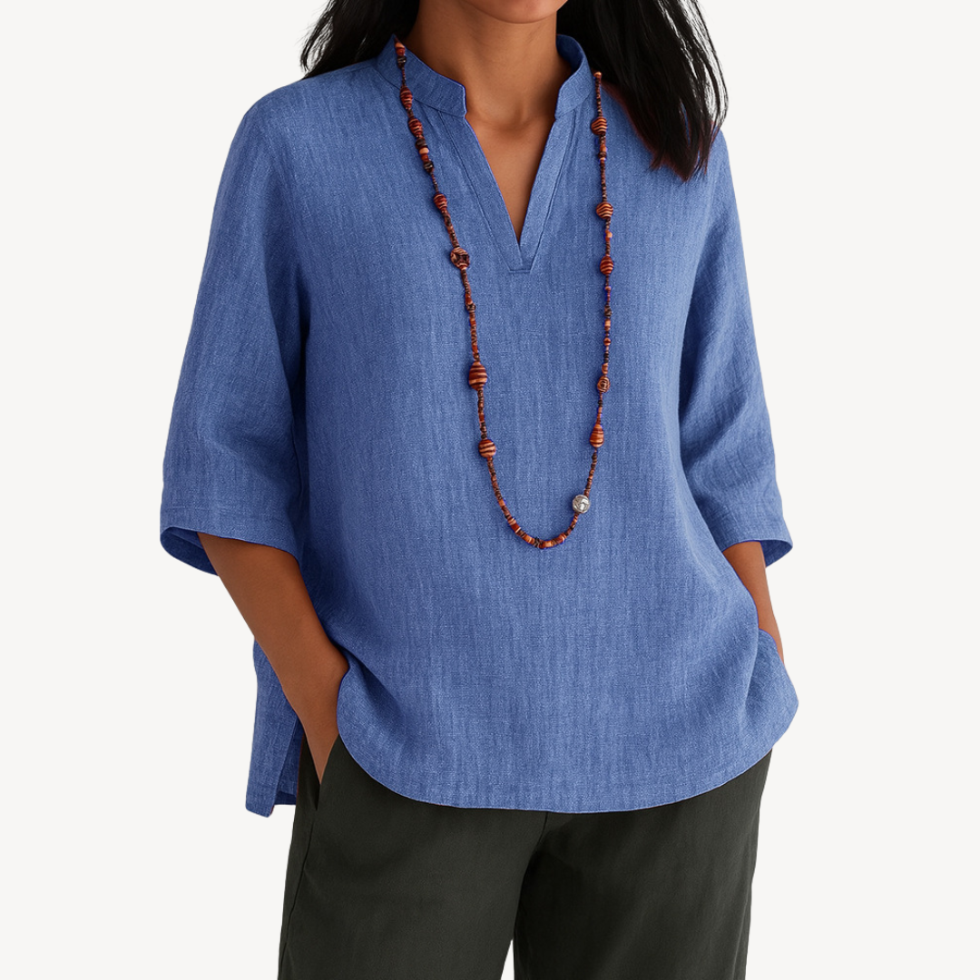 Margaret - Women's Casual Leinen-Tunika-Top