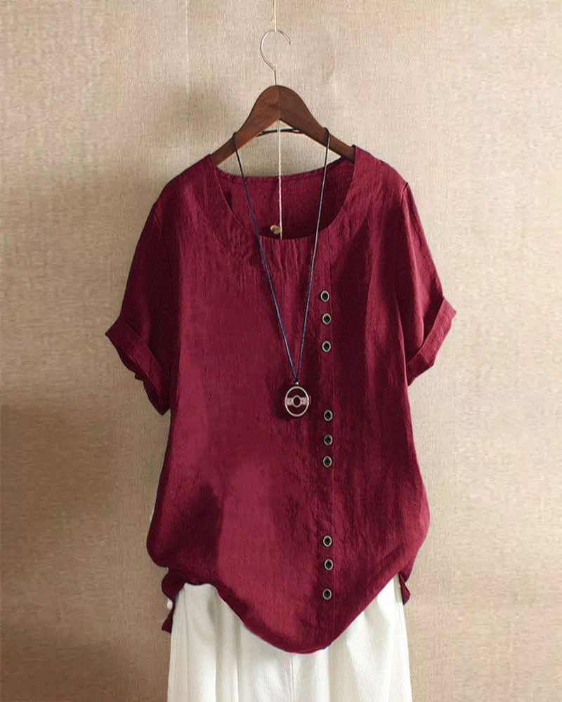 Florence - Women's Summer Casual Blouse with Knopfdetails
