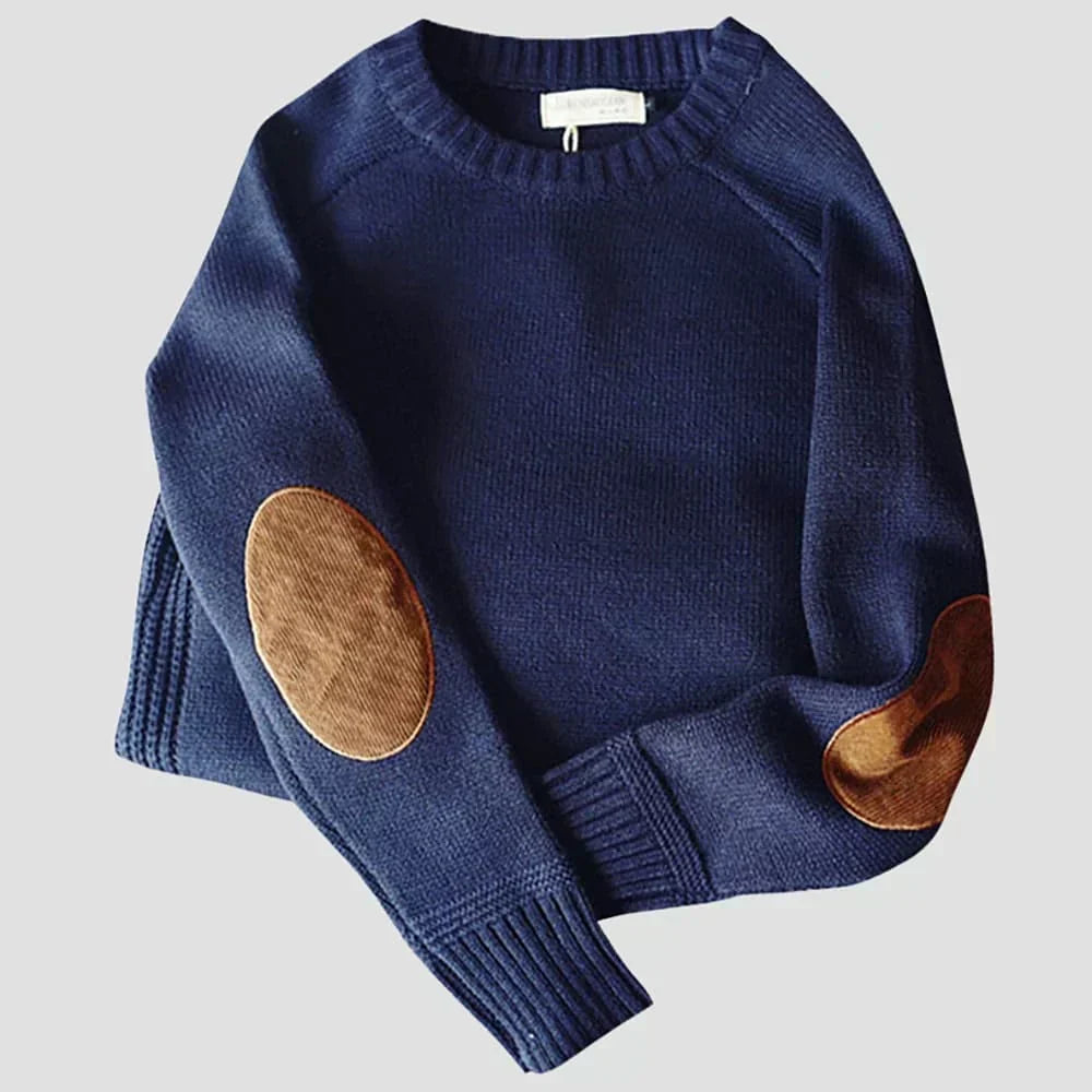 Thomas - Men's Classic Knit Sweater with Elbow Patches for Spring