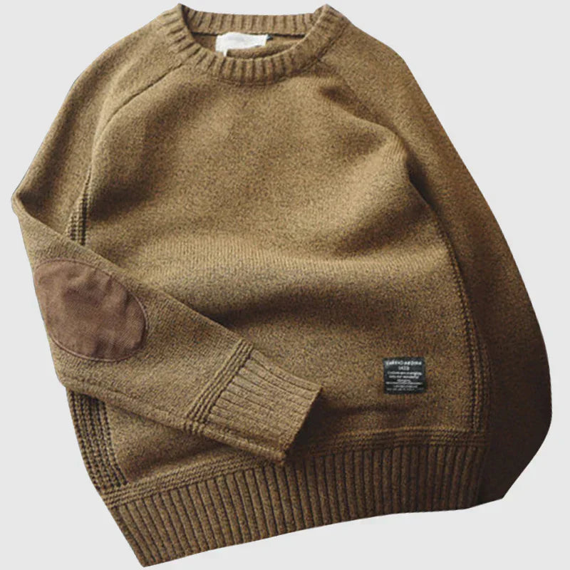 Thomas - Men's Classic Knit Sweater with Elbow Patches for Spring