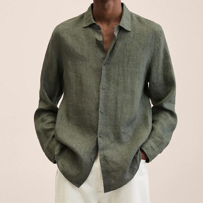 Kathleen - Men's Klassisches Long Sleeve Shirt with Button Placket