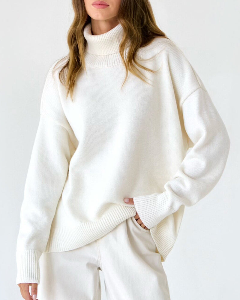 Alice - Women's Oversize High-Neck Casual Sweater