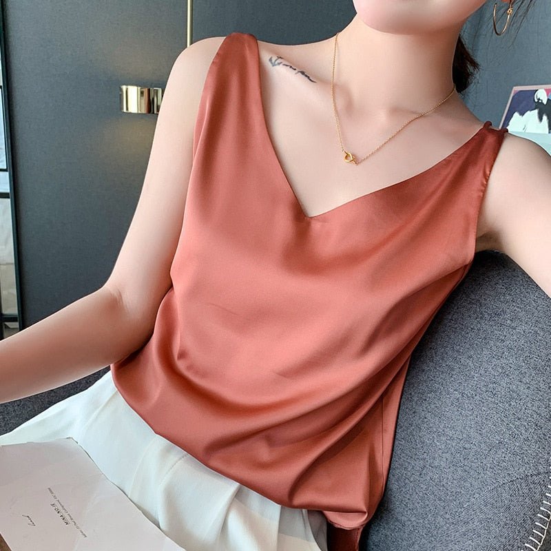 Winifred - Stylish Satin V-Neck Top for Women's