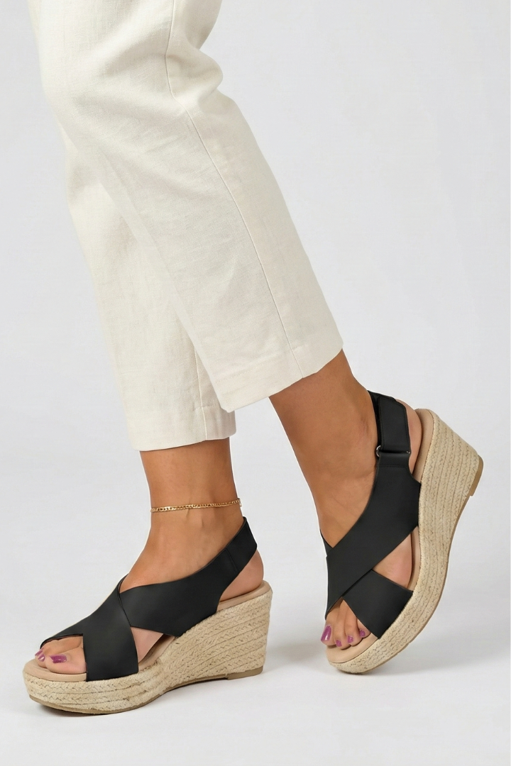 Joanna - Women's Wedge Sandals with crossover Slingback-Strap