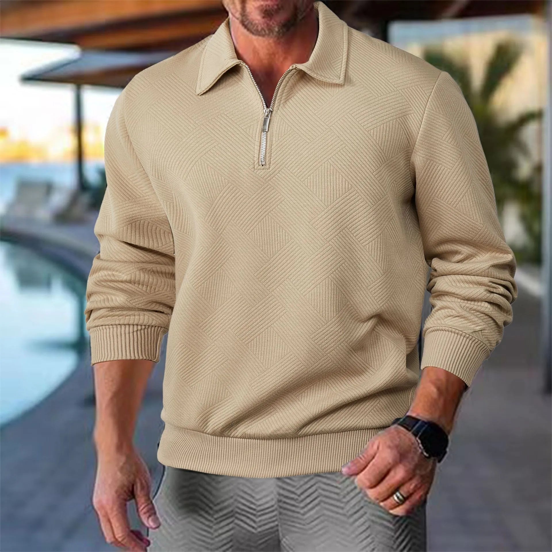 Oliver - Men's Sweater with halbem Zip Freizeitshirt