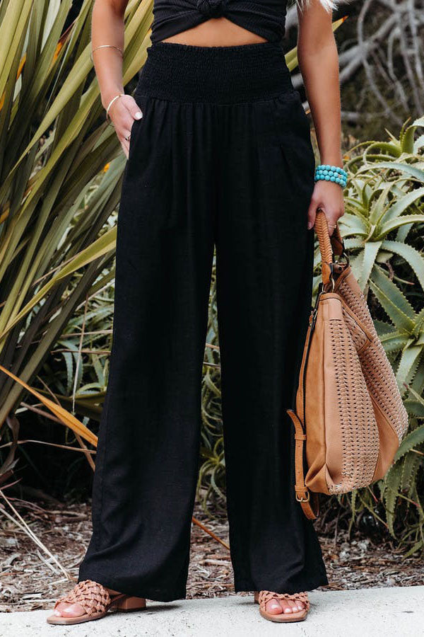 Natalie - Women's High-Waist Trousers with weitem Bein