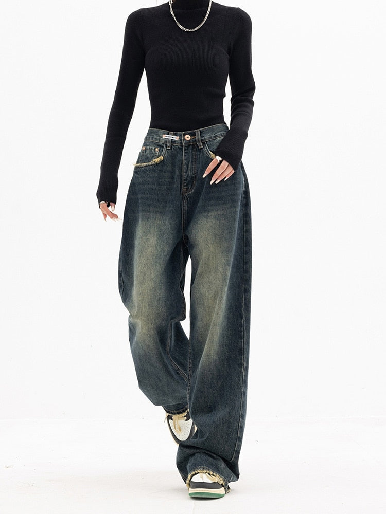 Deborah - Women's Wide Geschnittene Jeans aus Gewaschenem Denim