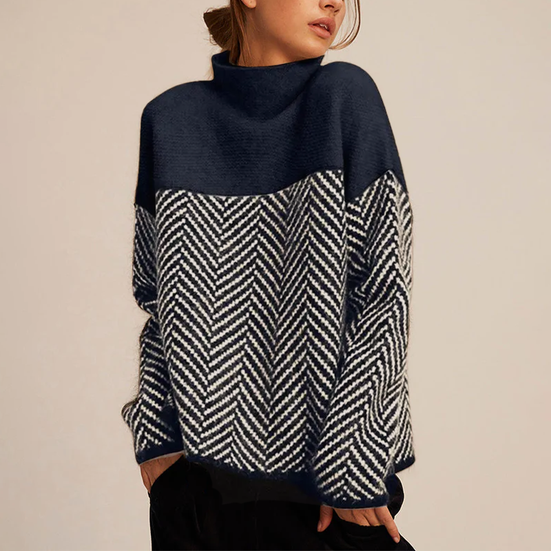 Alison - Women's Relaxed Knit Sweater with high Collar