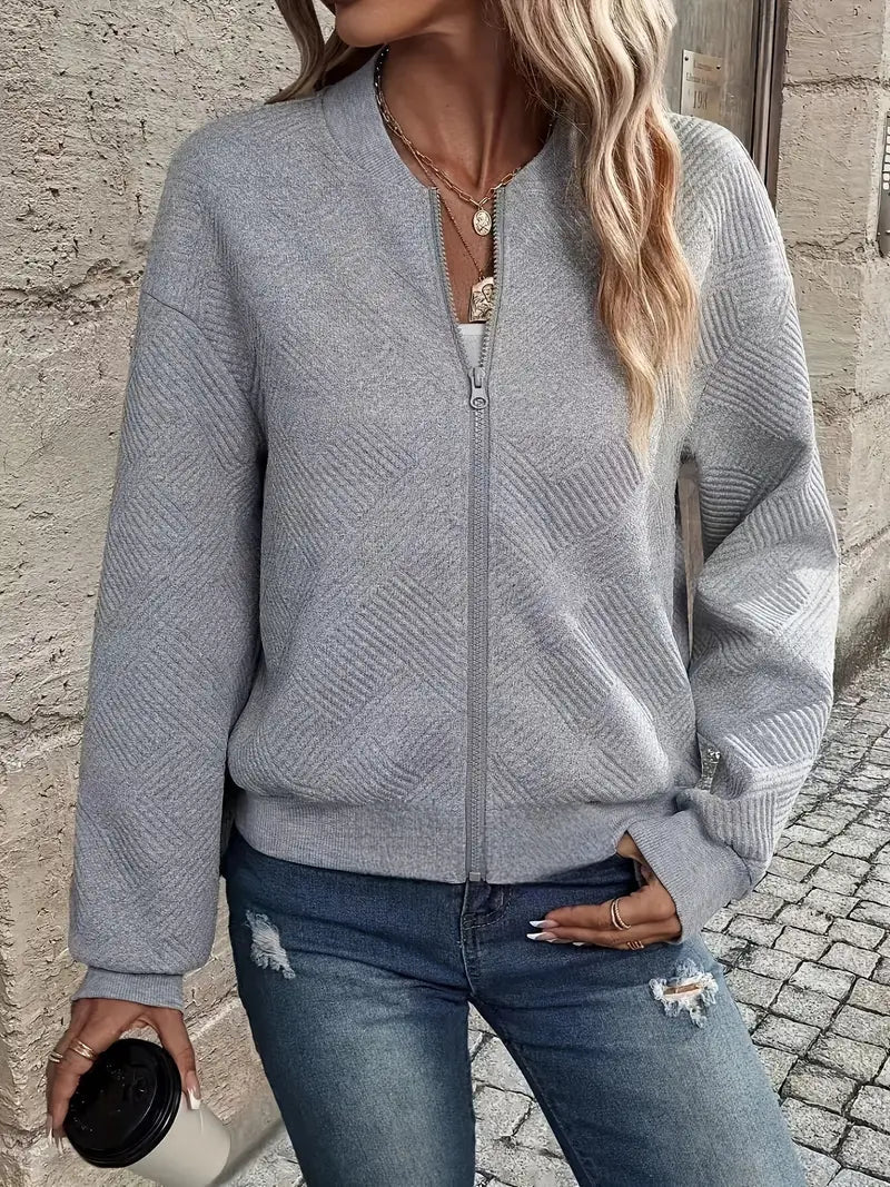 Rachel - Women's Cardigan with Zip and Struktur