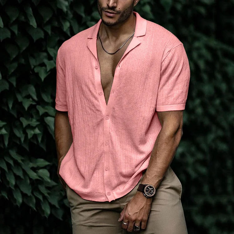Connor - Men's Casual Short Sleeve Shirt with Button Placket