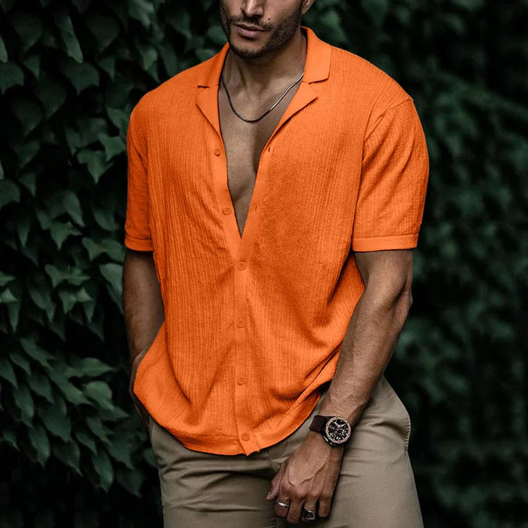 Connor - Men's Casual Short Sleeve Shirt with Button Placket
