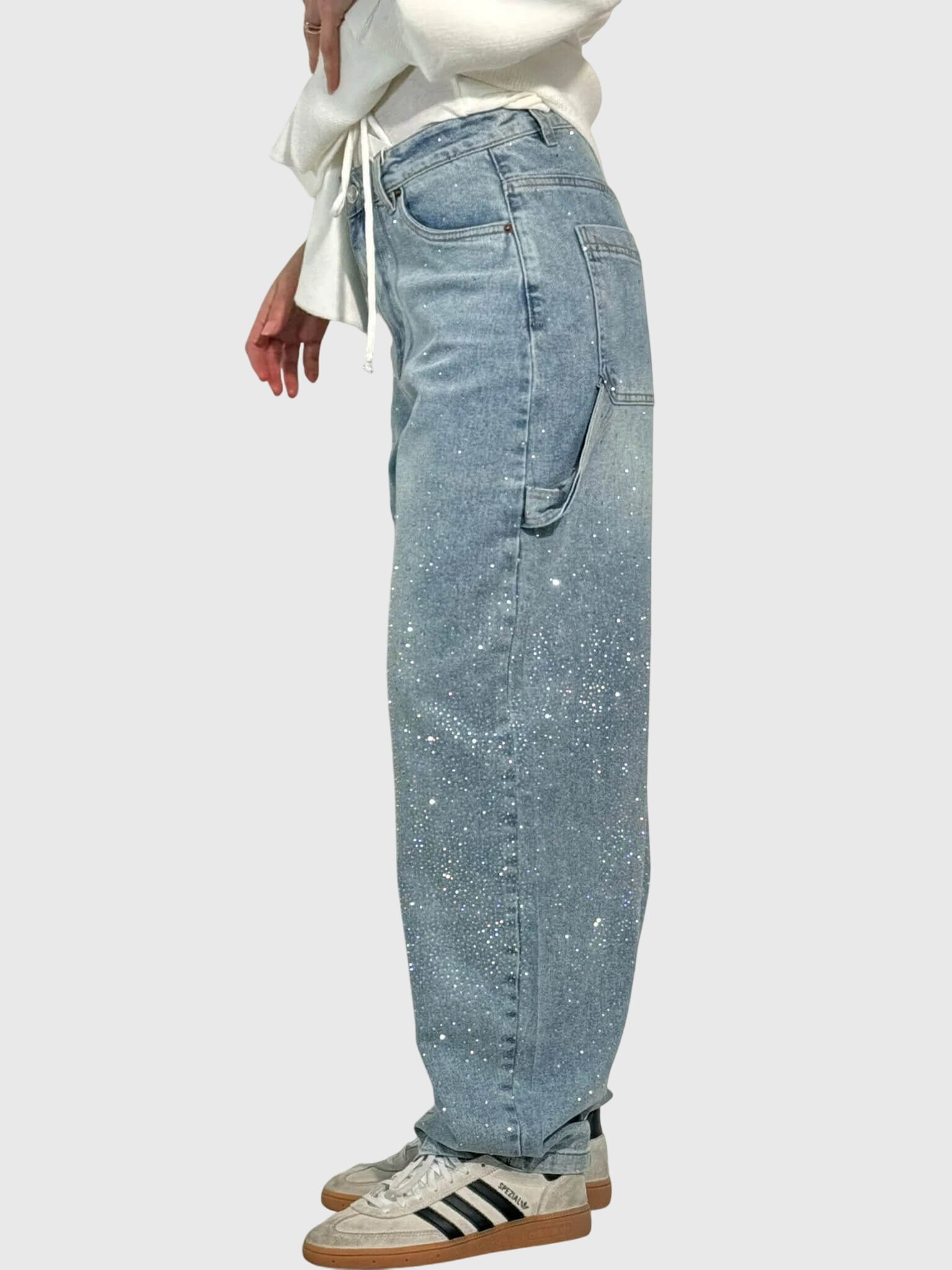 Beth - Women's Glittery Diamant Denim Trousers