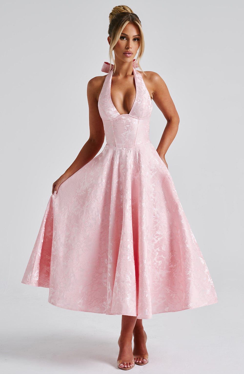 Molly - Women's Wedding Guest Dress Halterneck Midi Dress