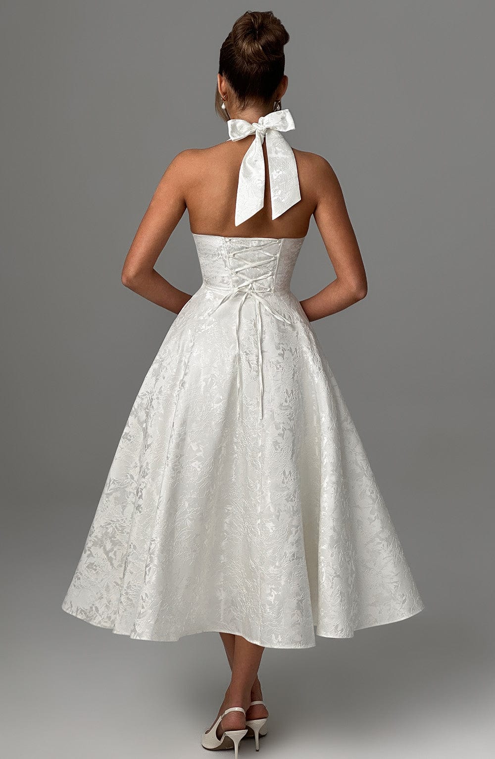 Molly - Women's Wedding Guest Dress Halterneck Midi Dress